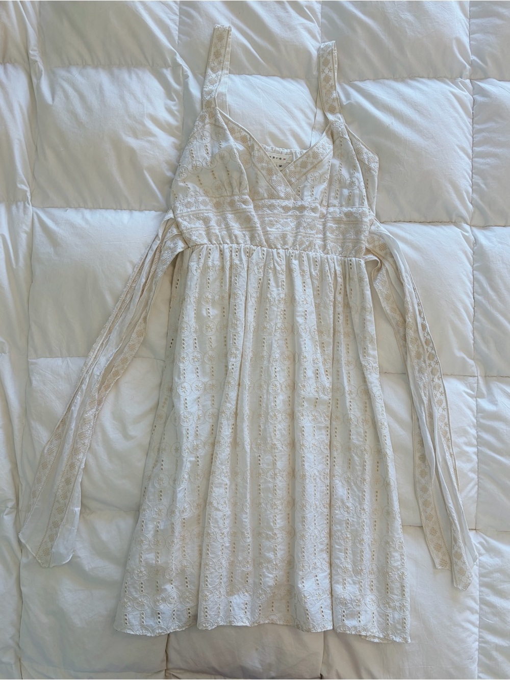 Studio M Cream Eyelet Tie-Waist Sundress
